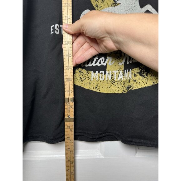 Yellowstone Dutton Ranch Cropped Sweatshirt Womens Large Black Long Sleeve - Picture 8 of 9